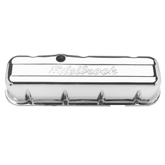 EDELBROCK #4680 - Signature Edelbrock Steel Valve Covers for Big-Block Chevy - Chrome/Tall